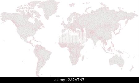 Low Poly Weltkarte auf grau und rot Stock Vektor