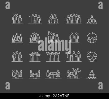 Gruppe von Menschen 20 Icons Set einfache Linie flache Abbildung. Stock Vektor