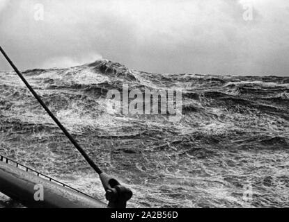 Blick vom Deck der Esso Tanker 'Hamburg' in der stürmischen See der Biscayne Bay in der Nähe von Florida. Stockfoto