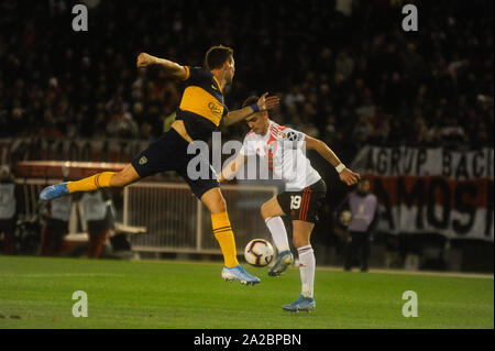 BUENOS AIRES, AR - 01.10.2019: RIVER PLATE X BOCA JUNIORS - Spieler im Spiel bei einem Match zwischen River Plate vs Boca Juniors gültig für die Copa Libertadores 2019 de America Halbfinale, im Estadio Monumental am 1. Oktober in Buenos Aires, Argentinien. (Foto: Gabriel Sotelo/Fotoarena) Stockfoto