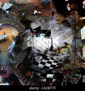 Moderne Surrealismus. Stück des Verstandes. 3D-Rendering Stockfoto