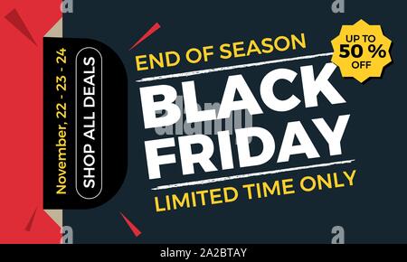 Schwarzer Freitag tag Verkauf. Vektor Banner für Shops, Webseiten. Stock Vektor