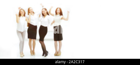 In voller Länge Porträt der triumphierenden Business Team. unscharfes Bild für die Werbung Text. Foto mit Kopie Raum Stockfoto