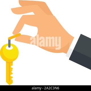 Hand Haus Schlüsselsymbol. Flache Darstellung von Hand Hausschlüssel vektor Symbol für Web Design Stock Vektor