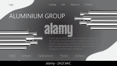 Aluminium, Stahl Rohre mit unterschiedlichen Durchmessern auf schwarzem Hintergrund isoliert. Glänzend 3d-Rohre Design. Stock Vektor