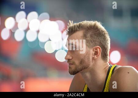 Doha, Katar. 01 Okt, 2019. Mateusz PRZYBYLKO (Deutschland). Hochsprung Qualifikation der Männer am 01.10.2019 Leichtathletik WM 2019 in Doha/Katar, vom 27.09. - 10.10.2019. | Verwendung der weltweiten Kredit: dpa/Alamy leben Nachrichten Stockfoto