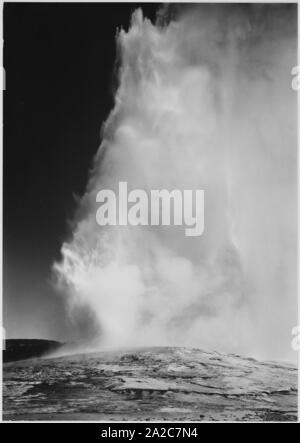 Old Faithful Geyser bricht Geothermie im Yellowstone National Park, Teton County, Wyoming, 1933 aus. Image Courtesy National Archives. () Stockfoto