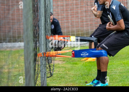 Horst, Niederlande - 25. Juni 2018: Nahaufnahme von PAOK Spieler und Fußball-Training Ausrüstung während dem Training der Mannschaft auf dem Spielfeld Stockfoto