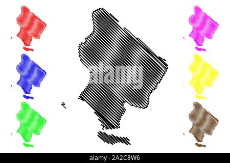 La Altagracia Provinz (Dominikanische Republik, Hispaniola, Provinzen der Dominikanischen Republik) Karte Vektor-illustration, kritzeln Skizze La Altagracia ma Stock Vektor