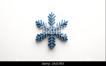Winter Weihnachten Schneeflocke mit blauer Farbe, Christmas Ornament. 3D-Render Abbildung: Hintergrund Stockfoto