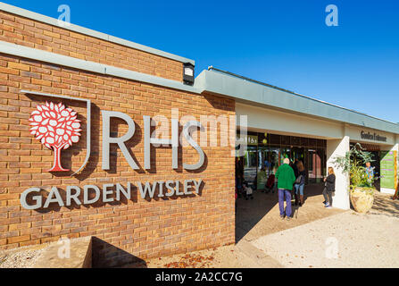 Eingang zum RHS Wisley. Stockfoto