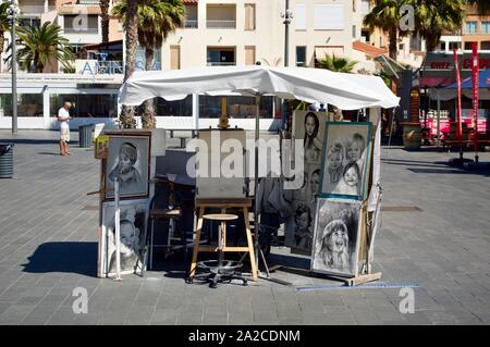 Eines Künstlers in Cap d'Agde, Frankreich Abschaltdruck Stockfoto