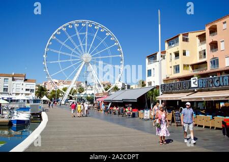 Restaurants und Cafés in Cap d'Agde, Frankreich Stockfoto