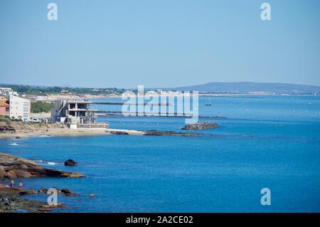 Die Mittelmeerküste gesehen von Cap d'Agde, Frankreich Stockfoto