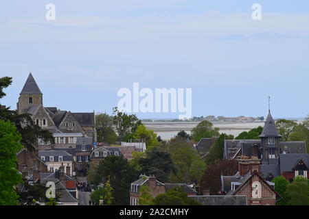 Saint Valery sur Somme vu Calvaire du Haut de la ville Vers le Cayeux-sur-Mer, Stockfoto