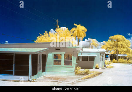 Alte Florida trail Wohnungen mit einer IR-Kamera und verarbeitet für falsche Farben Stockfoto