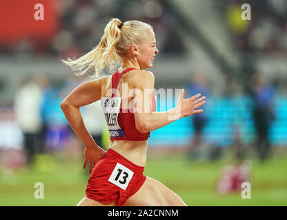 Doha, Katar. 2. Okt, 2019. Anna Emilie MÃ werde er von Dänemark konkurrieren in der 5000 Meter für Frauen während des 17. IAAF Leichtathletik WM in der Khalifa Stadion in Doha, Katar. Ulrik Pedersen/CSM/Alamy leben Nachrichten Stockfoto