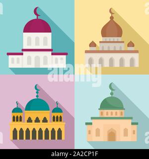 Moschee Symbole gesetzt. Flache Satz von Moschee Vector Icons für Web Design Stock Vektor