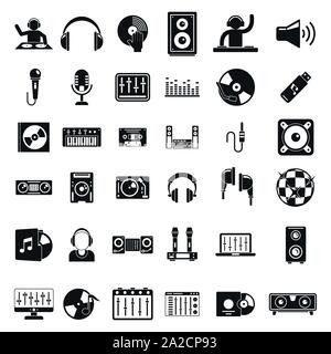 Dj Symbole gesetzt. Einfache Einstellung der DJ-Vector Icons für Web Design auf weißem Hintergrund Stock Vektor