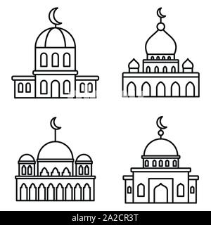 Moschee Gebäude Symbole gesetzt. Umrisse der Moschee Gebäude Vector Icons für Web Design auf weißem Hintergrund Stock Vektor