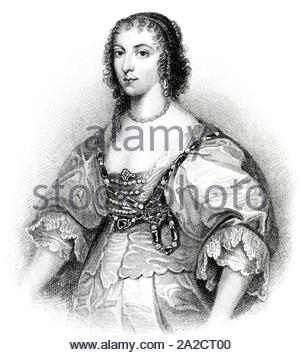 Henrietta Maria von Frankreich Henriette Marie; 1609 - 1669, wurde Königin von England, Schottland und Irland als die Frau von König Karl I, vintage Abbildung von 1850 Stockfoto