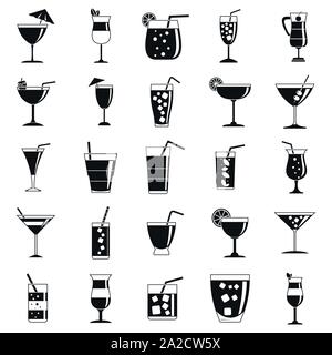 Cocktail trinken Symbole gesetzt. Einfache Cocktail trinken Vector Icons für Web Design auf weißem Hintergrund Stock Vektor