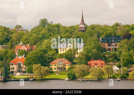 Häuser auf dem Stockholmer Archipel, Schweden Stockfoto