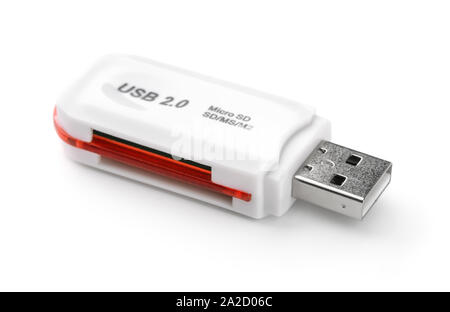 USB-Kartenleser auf Weiß isoliert Stockfoto