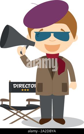 Cute cartoon Vector Illustration eines Filmemachers Stock Vektor