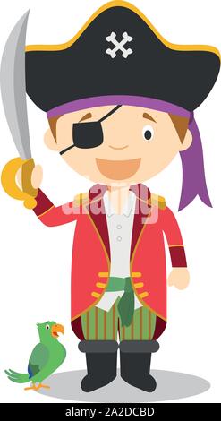 Cute cartoon Vector Illustration eines Piraten Stock Vektor