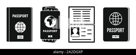 Passdokument Symbole gesetzt. Einfache Passdokument Vector Icons für Web Design auf weißem Hintergrund Stock Vektor