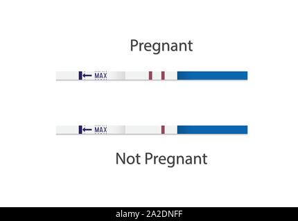 Schwangerschaft Teststreifen. Negative und positive Option. Für schwangere Frauen. Vector Illustration Stock Vektor
