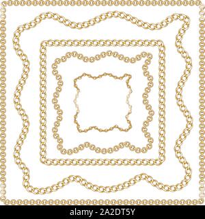 Schöne barocke Streifenmuster Abbildung mit goldenen Bänder und Ketten. Abstrakte Vintage Patch für Schals, Drucken, Gewebe, Textilwaren. Auf weissem Bac Stock Vektor