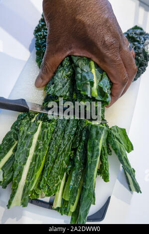 Cavolo nero in einer Küche Umgebung vorbereitet Stockfoto