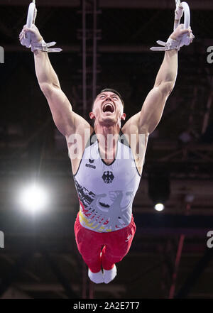 02. Oktober 2019, Baden-Wuerttemberg, Stuttgart: Turnen: WM, Podium ...