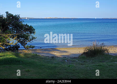 Palau, Sardinien, Italien. Cala Capra Strand im Herbst Stockfoto