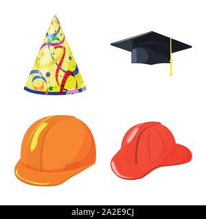 Isoliertes Objekt von Kopfbedeckungen und napper unterzeichnen. Sammlung von Kopfbedeckungen und Helm vektor Illustration. Stock Vektor