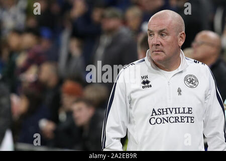 Cardiff, Großbritannien. 02 Okt, 2019. Mark Warburton Manager von Queens Park Rangers während der efl Sky Bet Championship Match zwischen Cardiff City und Queens Park Rangers an der Cardiff City Stadium, Cardiff, Wales am 2. Oktober 2019. Foto von Dave Peters. Nur die redaktionelle Nutzung, eine Lizenz für die gewerbliche Nutzung erforderlich. Keine Verwendung in Wetten, Spiele oder einer einzelnen Verein/Liga/player Publikationen. Credit: UK Sport Pics Ltd/Alamy leben Nachrichten Stockfoto