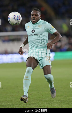 Cardiff, Großbritannien. 02 Okt, 2019. Helle Osayi-Samuel der Queens Park Rangers während der efl Sky Bet Championship Match zwischen Cardiff City und Queens Park Rangers an der Cardiff City Stadium, Cardiff, Wales am 2. Oktober 2019. Foto von Dave Peters. Nur die redaktionelle Nutzung, eine Lizenz für die gewerbliche Nutzung erforderlich. Keine Verwendung in Wetten, Spiele oder einer einzelnen Verein/Liga/player Publikationen. Credit: UK Sport Pics Ltd/Alamy leben Nachrichten Stockfoto