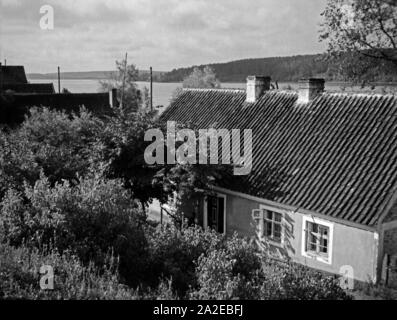 Im Dorf in Masuren Nikolaiken in Ostpreußen, 1930er Jahre. Das Dorf in Masuren Nikolaiken, Ostpreußen, 1930er Jahre. Stockfoto