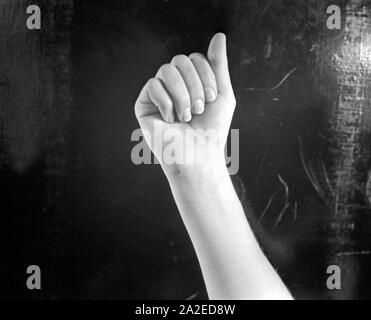 Der Buchstabe A in der Fingersprache. Buchstabe A in Finger Alphabet. Stockfoto