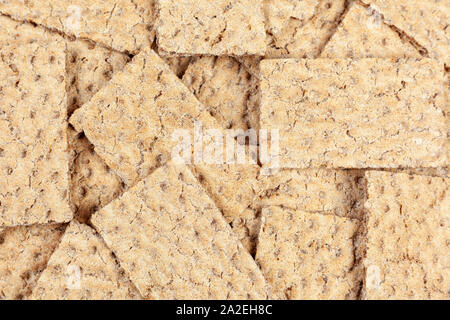 Hintergrund der Scheiben Knäckebrot Schuß von oben Stockfoto