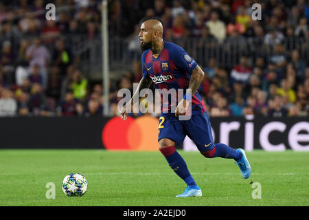 Barcelona, Spanien. 02 Okt, 2019. Arturo Vidal des FC Barcelona im Spiel FC Barcelona gegen Inter de Milan, der UEFA Champions League, Saison 2019/2020, Datum 2. Das Stadion Camp Nou. Barcelona, Spanien, 02. Okt 2019. Credit: PRESSINPHOTO/Alamy leben Nachrichten Stockfoto