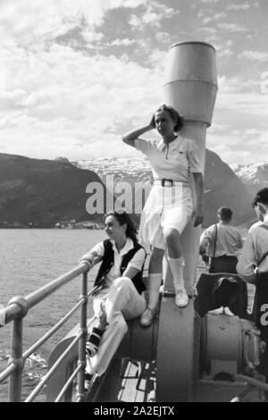 Eine Kreuzfahrt nach Norwegen, Deutsches Reich 30er Jahre. Eine Kreuzfahrt nach Norwegen, Deutschland 1930. Stockfoto