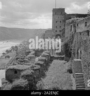 Die Ruine der Burg Rheinfels bei St. Goar, Deutschland 1930er Jahre sterben. Reste der Burg Rheinfels bei St. Goar, Deutschland 1930. Stockfoto