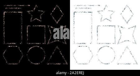 Satz von Grunge Kreis, Quadrat, Stern, Hexagon Flecken, Formen und Rahmen. Satz von universellen Einsatz Zeichen, Abzeichen, Aufkleber, Hintergründe für Werbung, text Stock Vektor