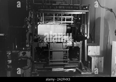 Druckmaschinen in Höhle Mann Büromaschinenhersteller, 1930er Jahre Deutsches Reich. Druckmaschinen, in die MAN-Werke, Deutschland der 1930er Jahre. Stockfoto