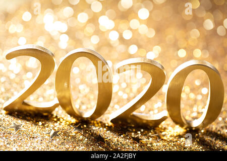 2020 Jahr goldene Zahlen, festlichen Hintergrund Stockfoto