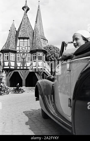 Ein Ausflug nach Michelstadt, Deutsches Reich 30er Jahre. Ein Ausflug nach Michelstadt, Deutschland 1930. Stockfoto