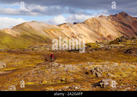 Wanderer in Landmannalaugar, Island Stockfoto